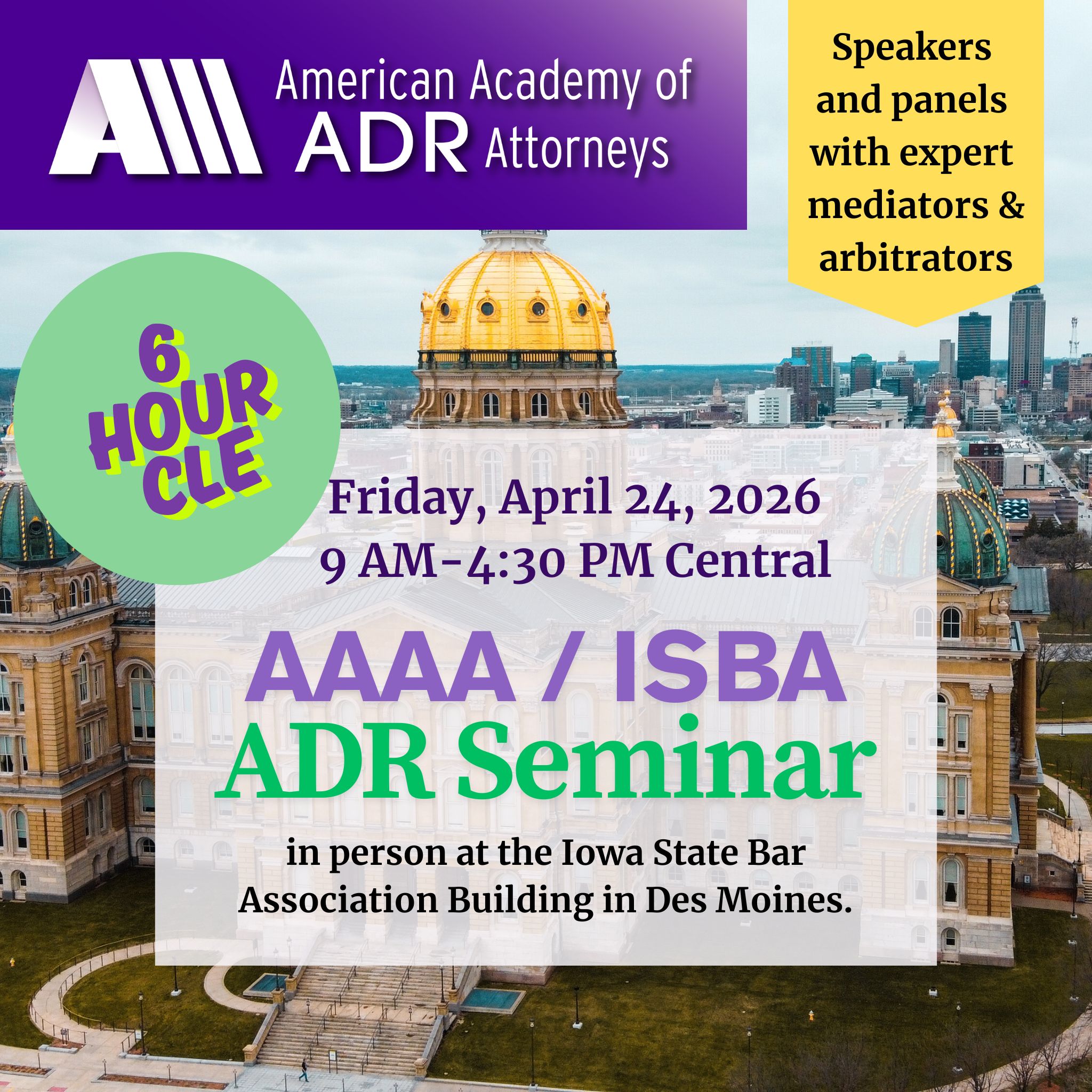 Apr 24 ADR Seminar Flyer AAAA Online ADR Seminar